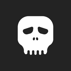 white skull icon on black background