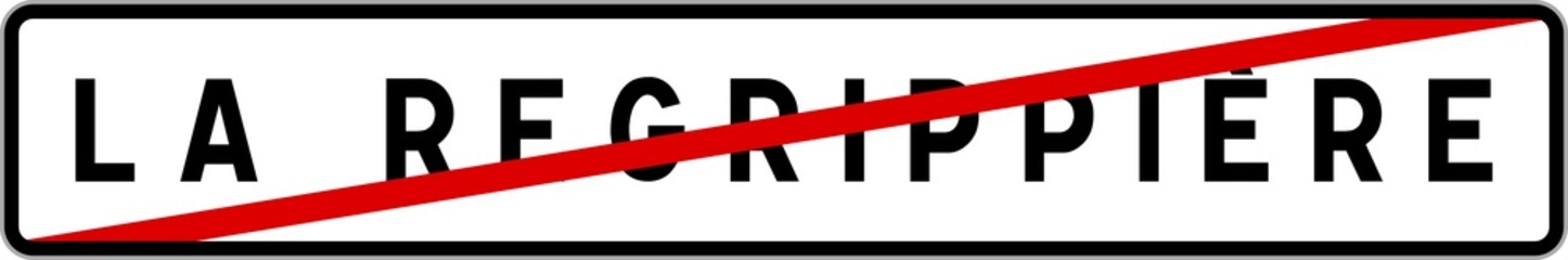 Panneau sortie ville agglomération La Regrippière / Town exit sign La Regrippière