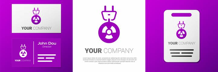 Logotype Radiation electrical plug icon isolated on white background. Nuclear energy. Logo design template element. Vector