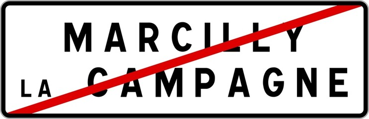 Panneau sortie ville agglomération Marcilly-la-Campagne / Town exit sign Marcilly-la-Campagne