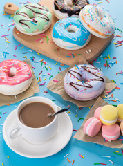 Colorful doughnut dessert cake gourmet