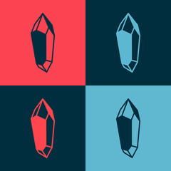 Pop art Magic stone icon isolated on color background. Fantasy crystal. Jewelry gem for game. Vector