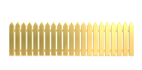 Golden decorative fence isolated on white background. 3d illustration.