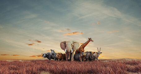 Fototapeta African safari animals. obraz
