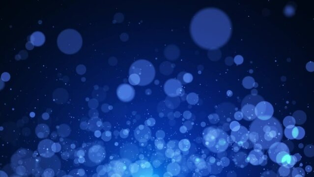 flying bokeh circles particles blue background video