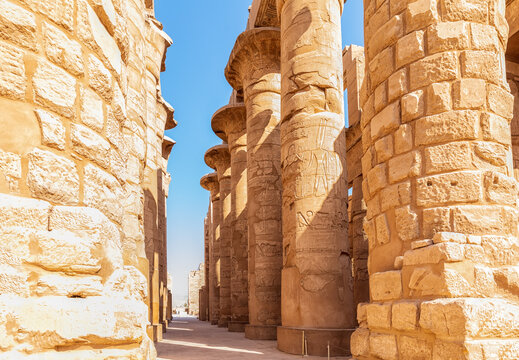 Columns of the Hypostyle Hall, Karnak Temple, Luxor, Egypt