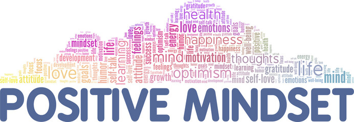 Fototapeta premium Positive Mindset word cloud conceptual design isolated on white background.