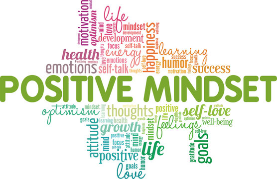 Positive Mindset word cloud conceptual design isolated on white background.