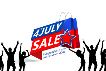4 th of July Sale poster.USA independence day celebration USA 4th of July promotion advertising banner 