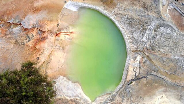 Aerial Drone Shot of Natural Petrified Waterfall Hierve el Agua in Mexico, Oaxaca