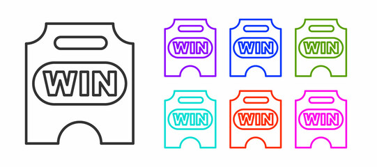 Black line Circus ticket icon isolated on white background. Amusement park. Set icons colorful. Vector