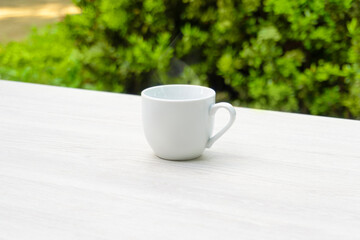 Coffee cup in garden