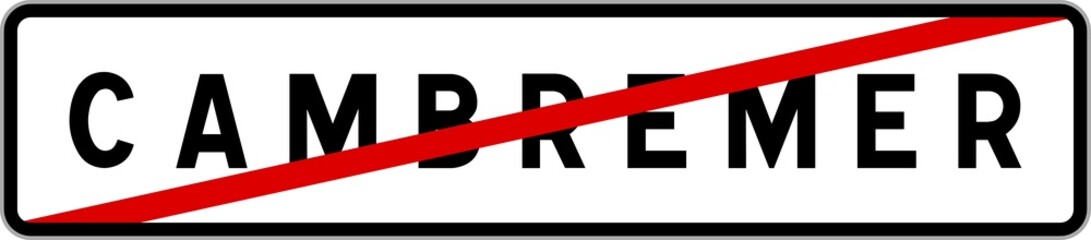 Panneau sortie ville agglomération Cambremer / Town exit sign Cambremer