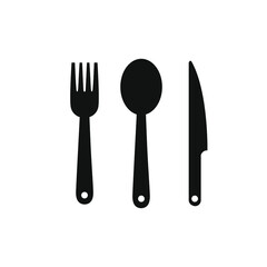 Vector icon of spoon, fork and knife. Cutting tool icon symbol