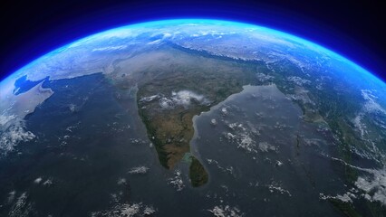 3D Rendering Earth From Space India Central Asia