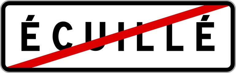 Panneau sortie ville agglomération Écuillé / Town exit sign Écuillé