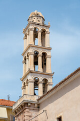 Fototapeta na wymiar Bell tower of Church of Panagia, Nafplio, Greece