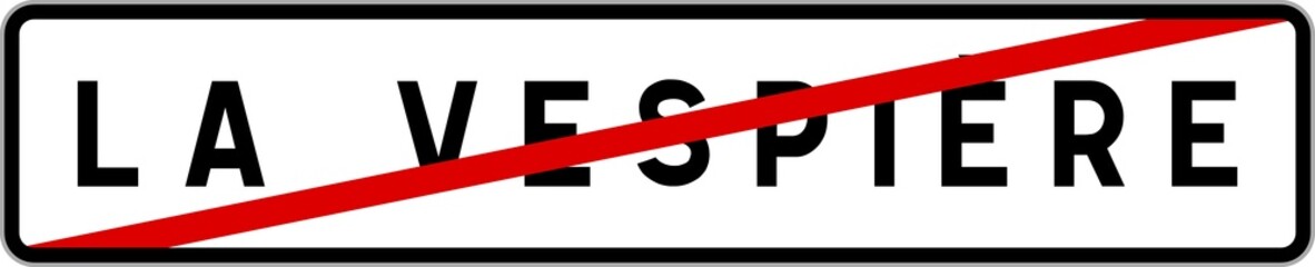 Panneau sortie ville agglomération La Vespière / Town exit sign La Vespière