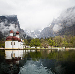 Fototapeta premium Sr. Bartholome church in Konigsee lake germany 
