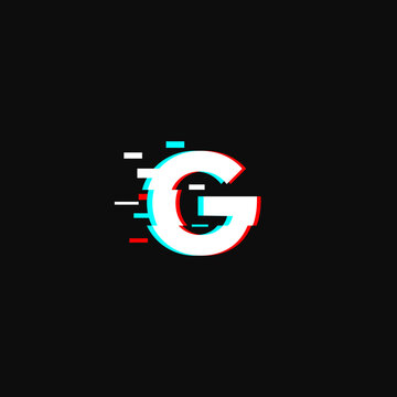 Letter G Logo Monogram With Glitch Effect Vector Stock