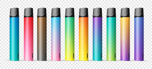 realistic vape device flavor set, transparent