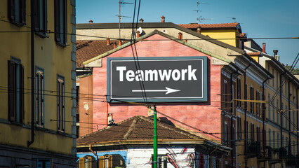 Obraz premium Street Sign to Teamwork