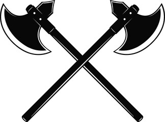 Crossed Battle axe, Crossed Executioner axe in vector
