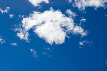 Fototapeta na wymiar Blue sky with white cloud close up, stock image, Kolkata, Calcuatta, West Bengal, India