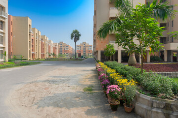 New residential buildings are being built at Rajarhat New Town area of Kolkata, West Bengal, India.Kolkata is one of the fastest growing city in eastern region of India. Real estates are growing fast.