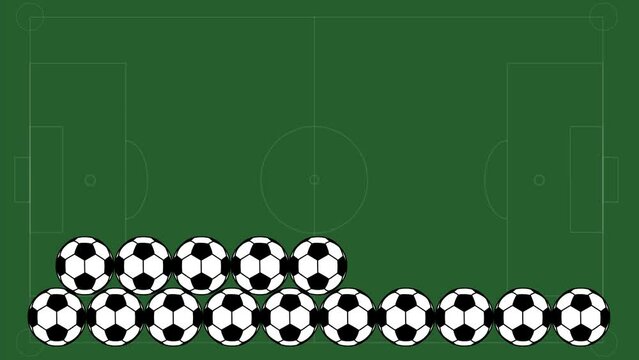 Soccer ball pyramid type arranged animation video. football pyramid type arranged animation video
