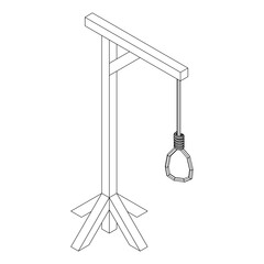 Gallows with Hanging rope. Place of execution in the Middle Ages