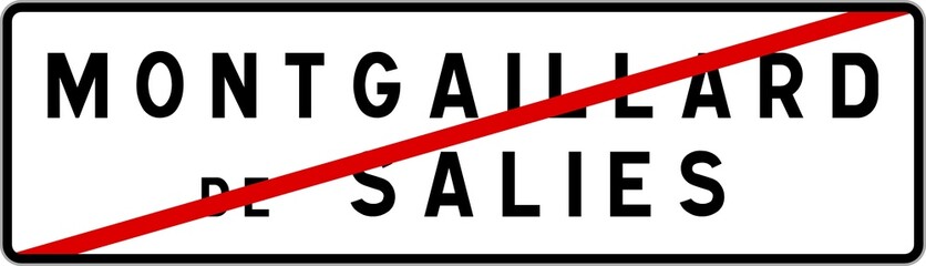 Panneau sortie ville agglomération Montgaillard-de-Salies / Town exit sign Montgaillard-de-Salies