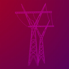 Power transmission tower high voltage pylon wireframe