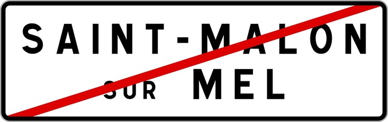 Panneau sortie ville agglomération Saint-Malon-sur-Mel / Town exit sign Saint-Malon-sur-Mel