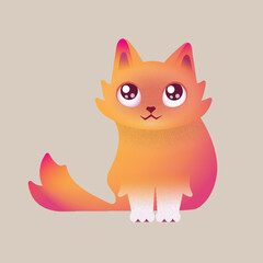 vector illustration of a red stylized cat simple cartoonish style no background