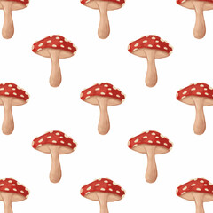 hand-drawn mushroom background - seamless red mushroom pattern. great for print, apron, notebook cover and others