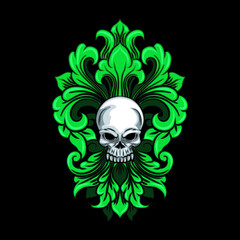 skull and floris illustrasi for logo vector design