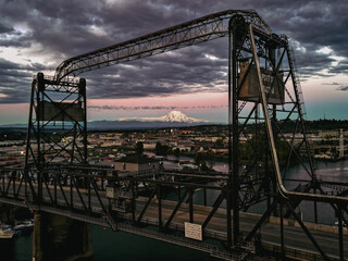 Aerial view of mt.rainier from downtown Tacoma