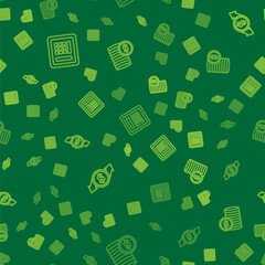 Set line Safe, Financial growth and dollar and Coin money with on seamless pattern. Vector