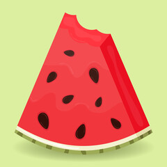 Piece of juicy bitten watermelon isolated