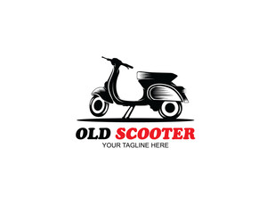 Vintage old scooter logo design template