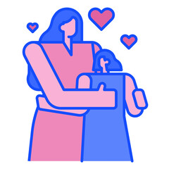 mother blue line icon