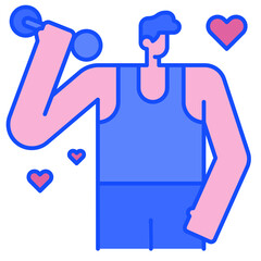 workout blue line icon