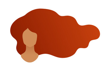 Woman faceless avatar with red long hair