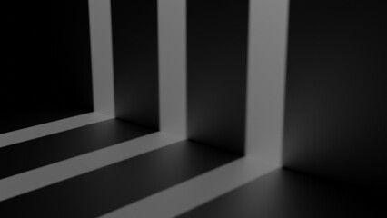 Stage with room to place products or models. Illumination of a window with vertical lines.