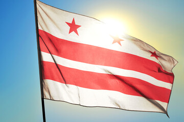 Washington DC of United States flag waving on the wind
