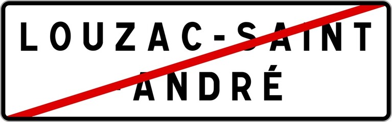 Panneau sortie ville agglom&eacute;ration Louzac-Saint-Andr&eacute; / Town exit sign Louzac-Saint-Andr&eacute;