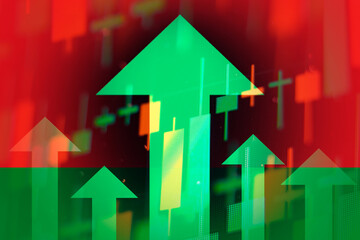 Increasing green arrows showing improvements in the economy or growth of stocks on the stock exchange in Belarus 