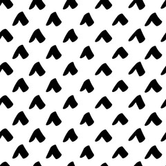Vector. Black and white background. Artistic background, hand drawn simple shapes, checkmarks. Mosaic abstract background. Repeating geometric texture.