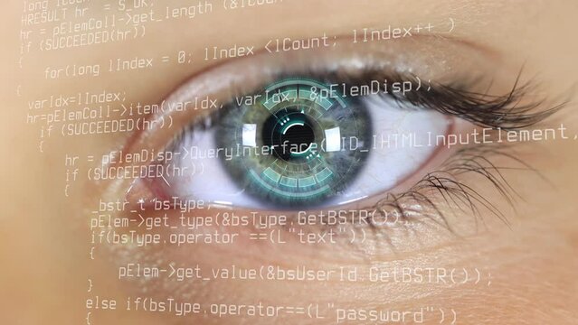 Futuristic developer with code hologram. High quality 4k footage